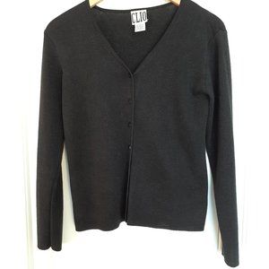 Clio V-Neck Silk Blend Cardigan Sparkle Glitter Metallic Black Size M